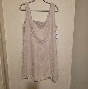 Old Navy Beige  Mini Dress With Smocked Back Linen Blend  Size Large